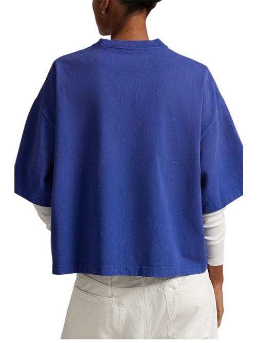 felpa donna con scritta bluette e bianco Ralph Lauren | 211965118002